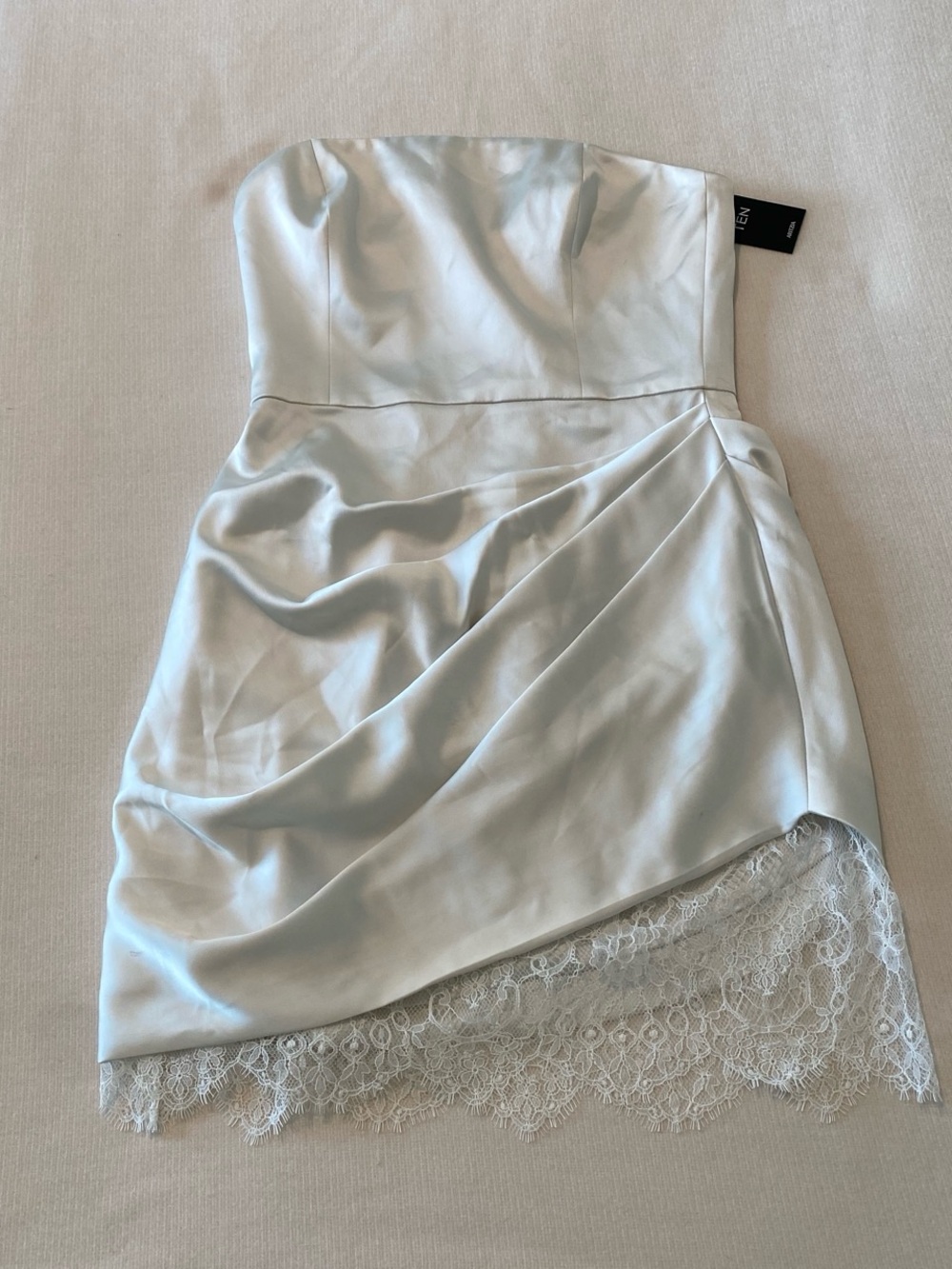 Aritzia Strapless Satin Mini Dress - White